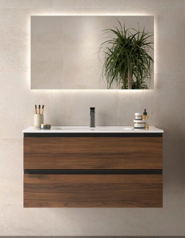 Mueble suspendido baño nogal