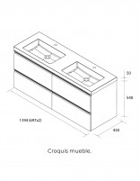 Mueble suspendido baño 140 croquis