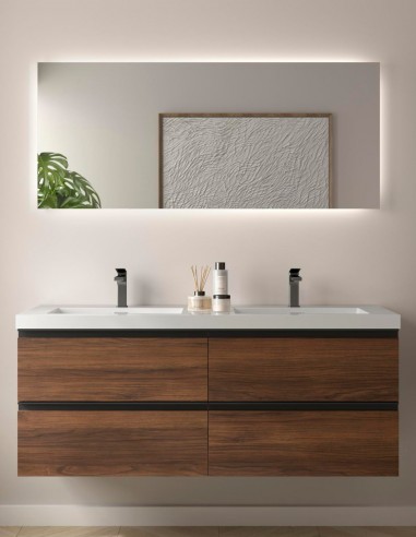 Mueble suspendido baño 140 nogal