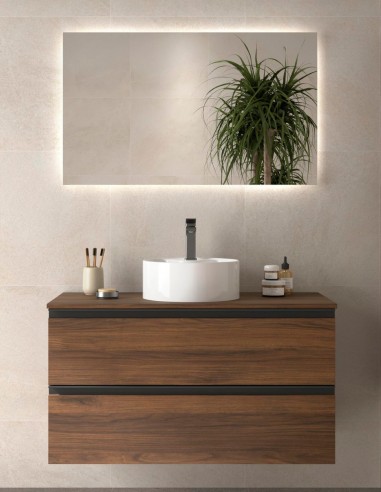 Mueble de baño suspendido nogal maya