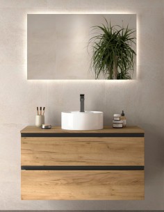 Mueble de baño suspendido modelo lavabo sobre encimera Bequia Metal de Salgar