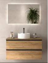 Mueble de baño suspendido modelo lavabo sobre encimera Bequia Metal de Salgar