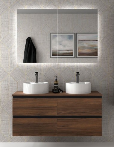 Mueble suspendido de 120 cm - 140 cm nogal