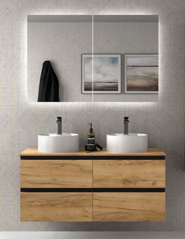 Mueble suspendido de 120 cm - 140 cm BEQUIA de Salgar lavabos sobre encimera