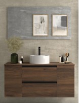 Conjunto baño sobre encimera 120 cm. 2 puertas + 2 cajones nogal