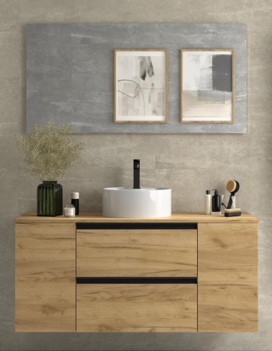 Conjunto baño sobre encimera 120 cm. 2 puertas + 2 cajones modelo Bequia Metal de Salgar