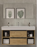 Conjunto baño 120 cm. 2 cajones + 2 huecos roble