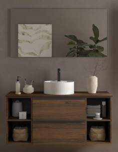 Conjunto baño 2 cajones + 2 huecos Nogal modelo 120 cm Bequia Metal de Salgar