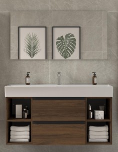 Conjunto baño 2 cajones + 2 huecos Nogal modelo 120 cm Bequia Metal de Salgar 2