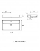 Conjunto baño 120 cm. Blanco 2 cajones + 2 huecos croquis lavabo
