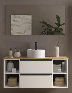 Conjunto baño 120 cm. Blanco 2 cajones + 2 huecos modelo Bequia Metal de Salgar