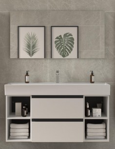Conjunto baño 120 cm. Blanco 2 cajones + 2 huecos modelo Bequia Metal de Salgar 2