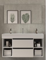 Conjunto baño 120 cm. Blanco 2 cajones + 2 huecos