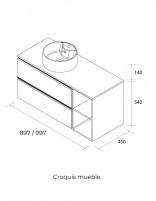 Conjunto baño 2 cajones + 2 huecos derecha sobre encimera