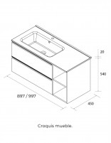 Conjunto baño 2 cajones + 2 huecos croquis derecha