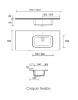 Conjunto baño 2 cajones + 2 huecos croquis lavabo izquierda