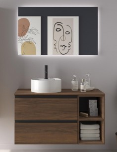 Conjunto baño 2 cajones + 2 huecos Nogal modelo BEQUIA de Salgar