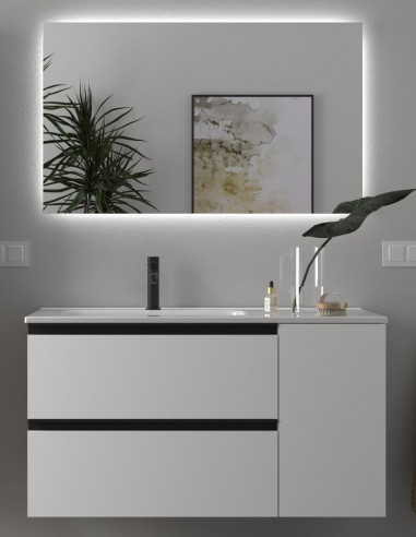 Conjunto baño 2 cajones + 1 puerta blanco dcha