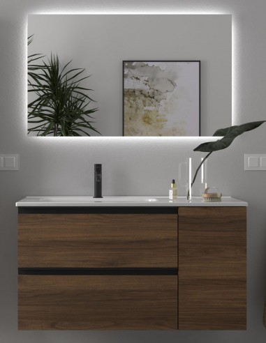 Conjunto baño 2 cajones + 1 puerta nogal dcha