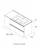 Conjunto baño 2 cajones + 1 puerta croquis izda