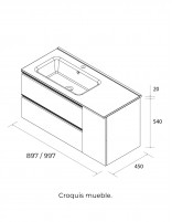 Conjunto baño 2 cajones + 1 puerta croquis dcha