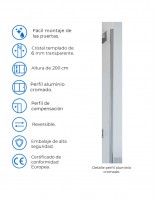 Mampara ducha aluminio modelo ARCOIRIS fija datos