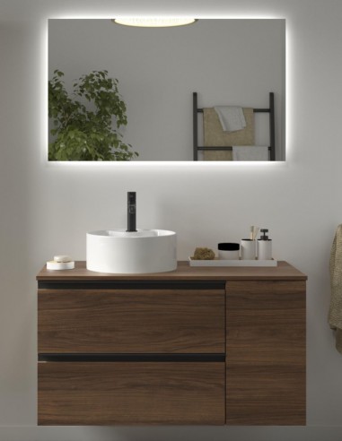 Conjunto baño 1 puerta + 2 cajones nogal