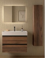 Conjunto suspendido de baño nogal