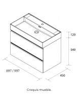 Conjunto suspendido de baño croquis