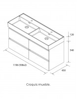Mueble baño 120 cm. 4 cajones croquis mueble