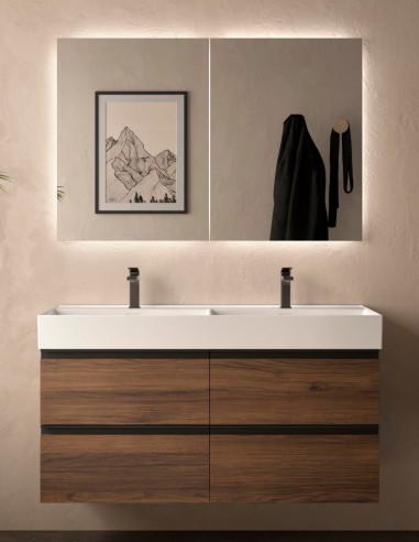 Conjunto baño 120 cm. 4 cajones nogal