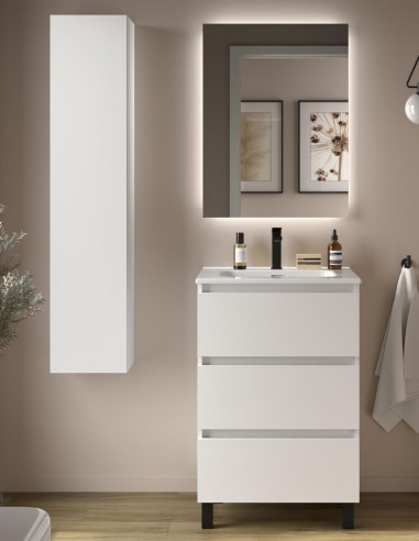 Mueble baño 3 cajones 60 blanco mate
