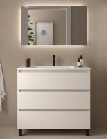 Mueble baño 3 cajones blanco mate 100