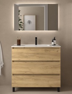 Mueble baño 3 cajones 100 roble áfrica