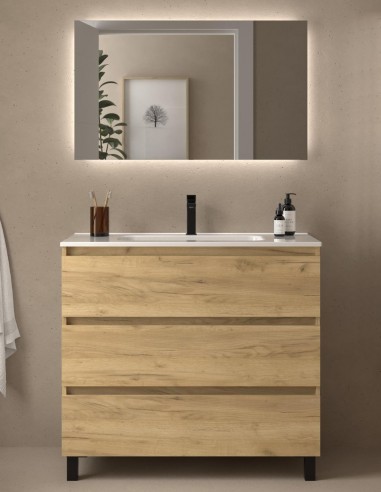 Mueble baño 3 cajones 100 roble áfrica