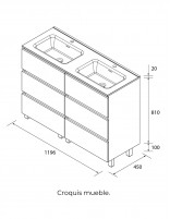 Mueble baño con patas 120 croquis