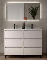 Mueble baño con patas 120 blanco mate