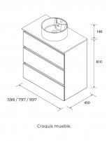 Mueble con patas de baño croquis