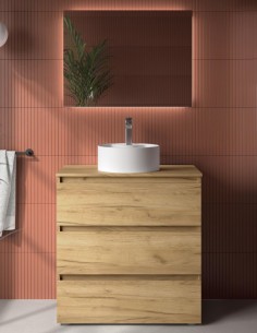 Mueble con patas de baño modelo lavabo sobre encimera BEQUIA de Salgar
