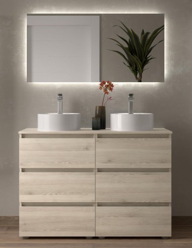 Mueble de baño con patas de 120 cm natural