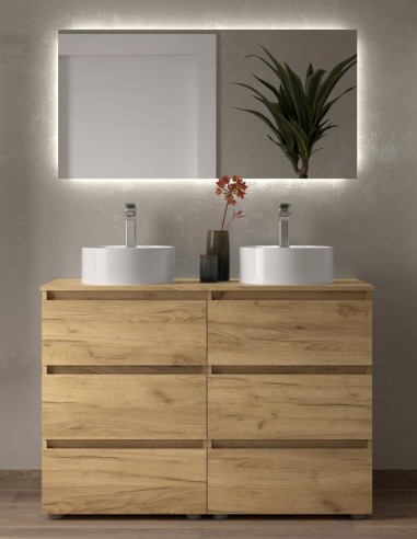 Mueble de baño con patas de 120 cm BEQUIA de Salgar lavabos sobre encimera