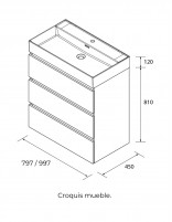 Conjunto de baño con patas croquis