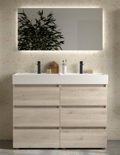 Conjunto baño con patas de 120 cm BEQUIA de Salgar lavabos sobre encimera 2