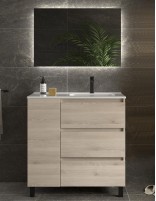 Mueble baño 3 cajones + 1 puerta natural izda