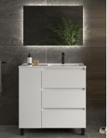 Mueble baño 3 cajones + 1 puerta blanco izda
