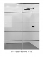 Mampara negra ducha modelo SAMANI BLACK decorado líneas
