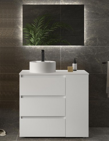 Conjunto baño 3 cajones + 1 puerta con patas blanco