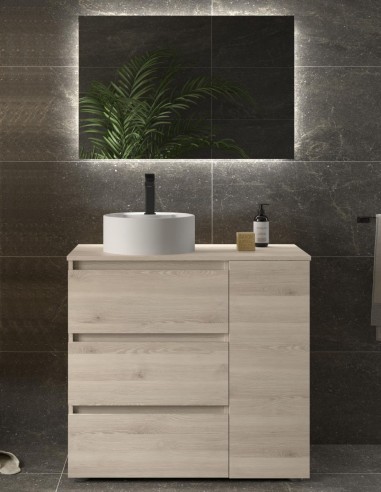 Conjunto baño 3 cajones + 1 puerta con patas natural