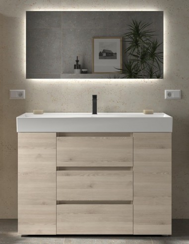 Mueble baño 6 cajones + 2 puertas natural