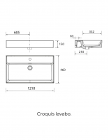 Mueble baño 6 cajones + 2 puertas croquis lavabo